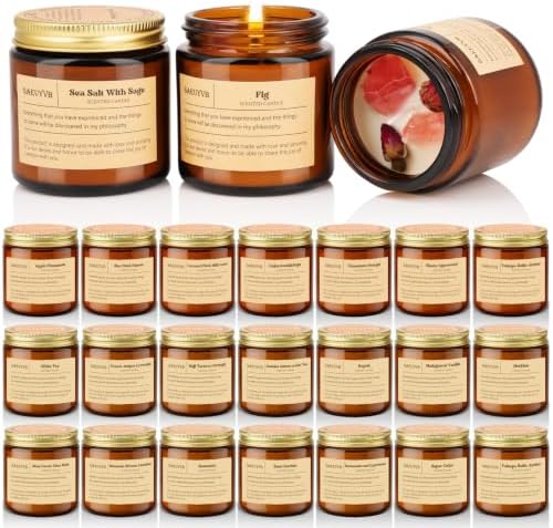 24 Pack Scented Candles for Home,3.5oz Crystal Soy Candles-Long Burning Time,Aromatherapy Candle Sets for Women Gift,Perfect for Valentine's Day,Mother's Day, Birthdays, Anniversaries(24 Scents) by SAEUYVB
