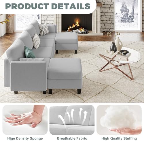 Modular Sectional Sofa 6 Seaters Modular Sleeper Sofa Couch - Image 5