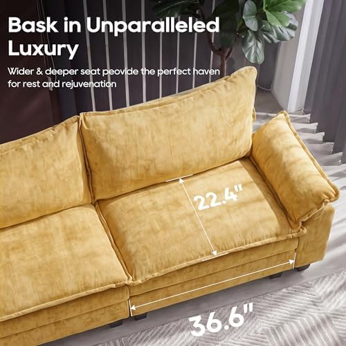 URRED Oversized Modular Sectional Sofa，Yellow：87" L Shaped - Image 5