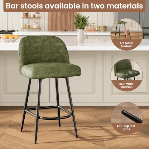 Garvee 26'' Bar Stools Set of 4, Counter Stools with Back & Thick Cushion - Image 5