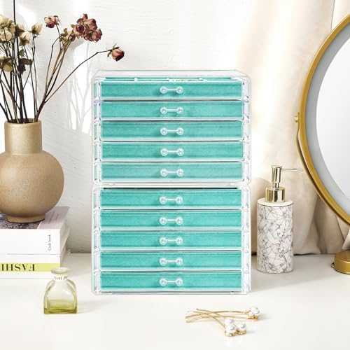 ProCase Earring Holder Organizer Jewelry Box with 10 Drawers, Aqua - Image 6