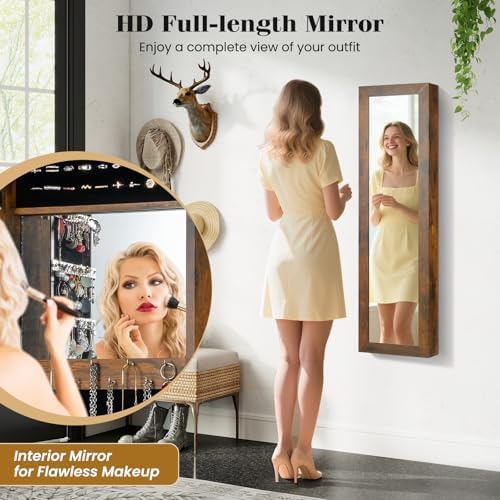 GIANTEX Wall or Door Mounted Jewelry Cabinet with Full Length Mirror - Image 3