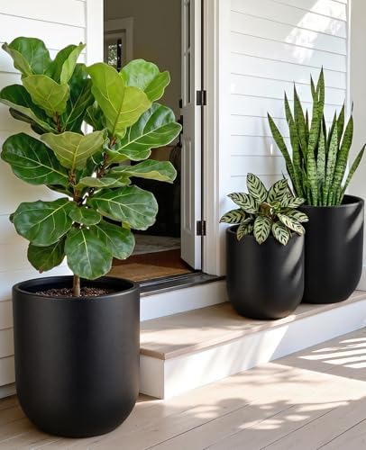 homenote 13/11.5/10 Inch Large Plastic Flower Pots with Drainage (3 Pcs) - Image 2