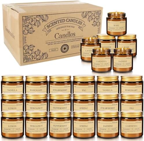 Scented Candle Set 24 Pack (3.05oz Each) - Aromatherapy Candles with Essential Oils, Smokeless Soy Wax Candles in 12 Scents, Gift for Women/Mom, Valentine/Mother's Day/Christmas/Birthday - Image 2
