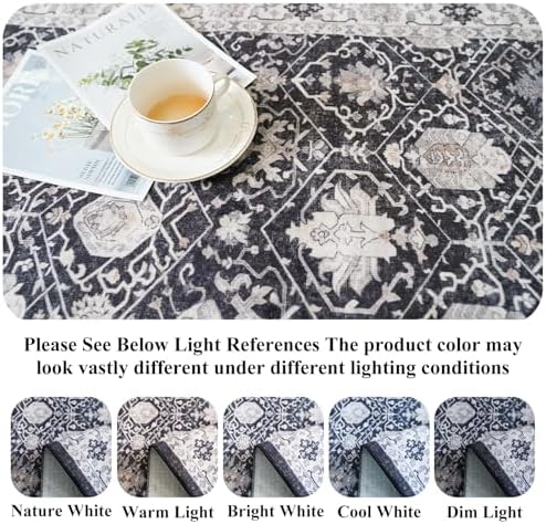 Hallway Washable Runner Rug - 2x10 Kitchen Rugs Entryway Rug Runner Vintage Soft Floor Mat Non Slip Indoor Farmhouse Carpet for Bathroom Living Room Bedroom(2 X 10, Black) - Image 3