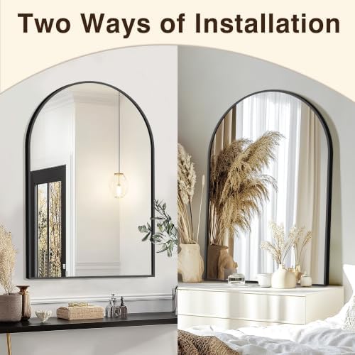 FICTOR 26" x 38" Arched Bathroom Vanity Mirror for Over Sink, Black - Image 4