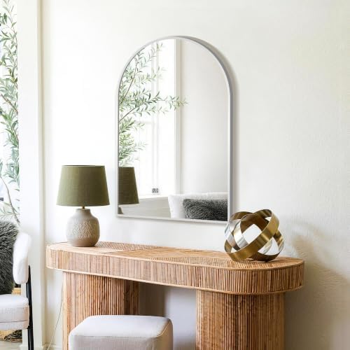FICTOR 20" x 30" Arched Bathroom Vanity Mirror for Over Sink, Silver - Image 5