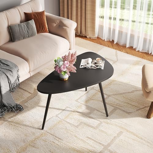 WLIVE Oval Coffee Tables, Modern Coffee Table for Living Room, Coffe Table for Small Space Home Office, Easy Assembly, 33.5" W x 18.9" D x 18.7" H (Black) - Image 2