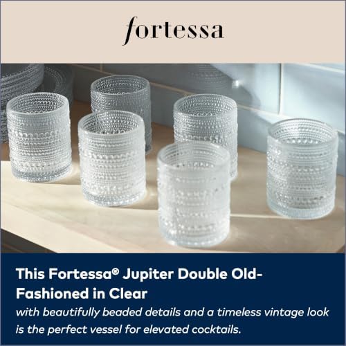FORTESSA Jupiter Beaded Hobnail Glass Vintage Themed Drinkware Set, 10 Ounce Double Old Fashioned Glass (Set of 6), Dishwasher-Safe, Clear - Image 5