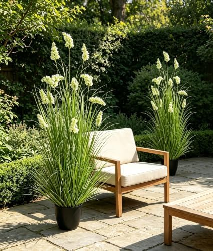 4 Ft White Artificial Hyacinth Flowers, 2 Pack, Potted Faux Plants - Image 6