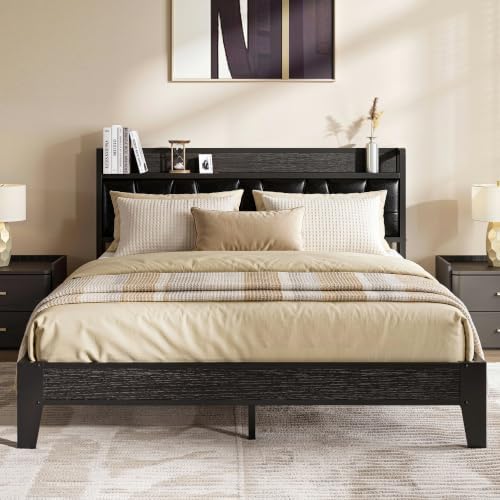 LIKIMIO Full Bed Frame with Storage Headboard and Charging Station by LIKIMIO