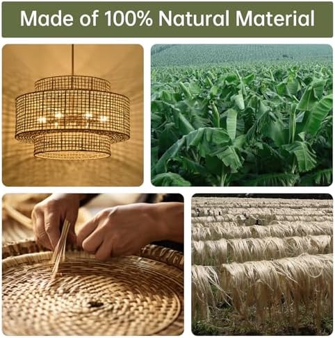 24" Rattan Chandelier for Dining Room, Large Boho Pendant Light - Image 5