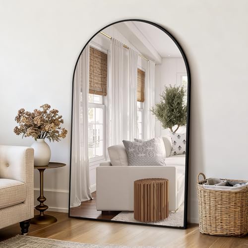 Arched Bathroom Mirror for Wall, 55" x 35" Metal Frame Vanity Mirror, Black - Image 5