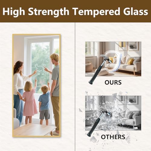 Koonmi 71"x28" Floor Mirror Full Length, Large Gold Mirror - Image 7