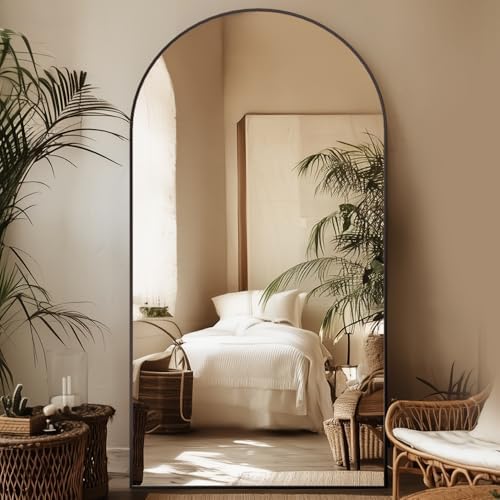 81"x41" Arched Full Length Mirror, Large Floor Mirror, Black by Unknown