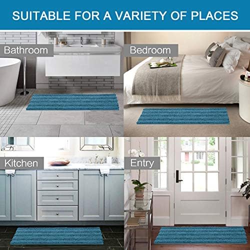 H.VERSAILTEX Bathroom Rugs Bath Mat Runner Rug Non Slip Kitchen Rug Extra Long Bath Rug Runners Oversized 59" x 20" Absorbent Washable Dry Fast Plush Area Rug for Bathroom/Bedroom - Turquoise Blue - Image 6