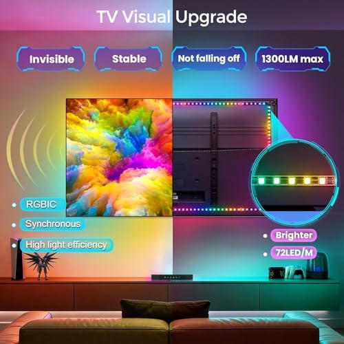 LightingWill LED TV Backlight Strip for 65-75 Inch TVs, Smart RGBIC TV Backlight Sync to Screen with 4K HDR HDMI 2.0 Sync Box, Compatible with Alexa, Google Home, PS5, Xbox, PC - Image 2