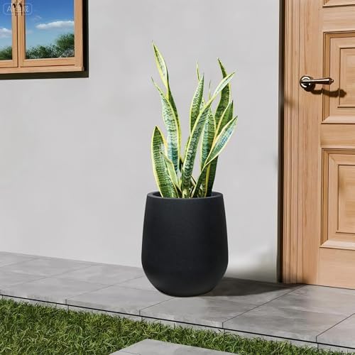 16.9" H Large Tall Plastic Black Planter w/ Drainage Holes and Plug - Image 6