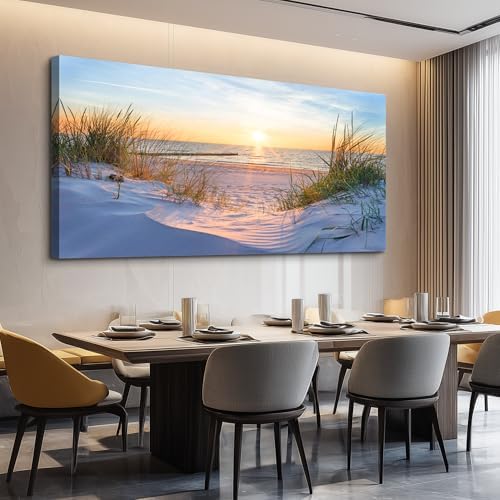 Canvas Wall Art For Living Room Super Large Size Wall Decor For Office Canvas Art Framed Pictures Artwork Blue Sun Beach Grass Ocean Landscape Paintings Bedroom Decor Seascape Draw Home Decorations - Image 6