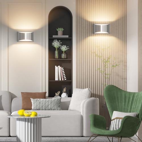 Aipsun Nickel Modern LED Wall Sconce Hardwired Indoor Wall Lights 1 Pack Up and Down Wall Mount Light for Living Room Bedroom Hallway Corridor Conservatory Warm White 3000K(with G9 Bulbs) - Image 3