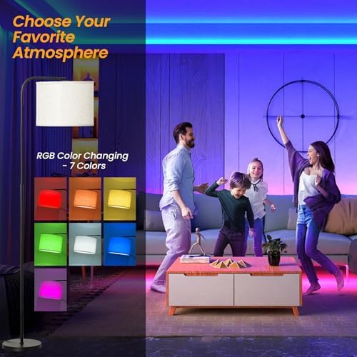 Arc Floor Lamp with Remote and Dimmable Black lamps for Living Room - Image 2