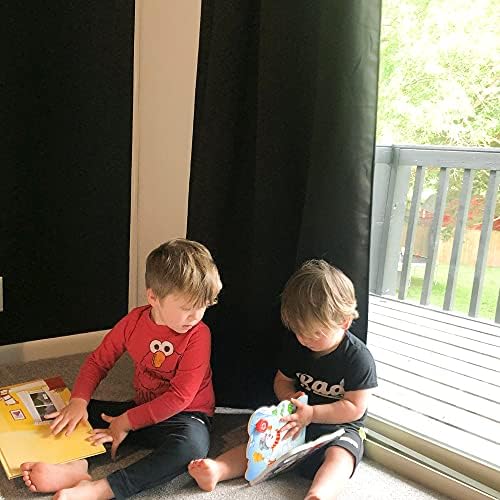 NICETOWN Black 100% Blackout Curtains for Kids Room 52" w x 63" L 2 Panels - Image 2
