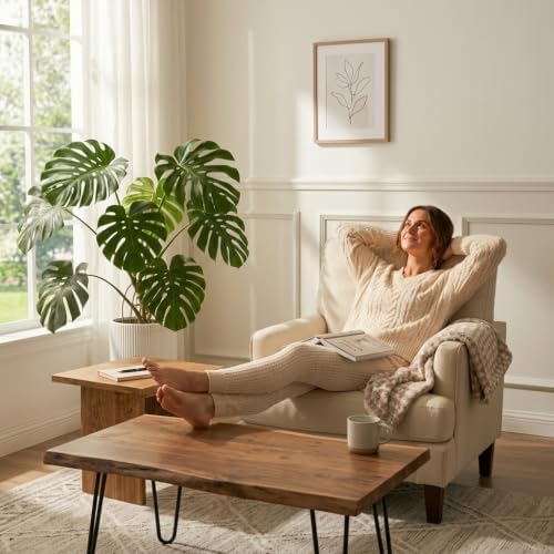 Kromax Accent Chair for Living Room, No Screws Assembly Required, Beige - Image 7