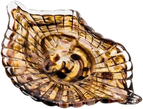 Hand Blown Glass Seashell Fruit Bowl,Gradient Decorative Glass Bowl for Kitchen Countertop,Coastal Seashell Serving Tray for Fruit Snacks,Art Table Centerpiece for Beach House Kitchen Decor (Brown) by XMGZQ