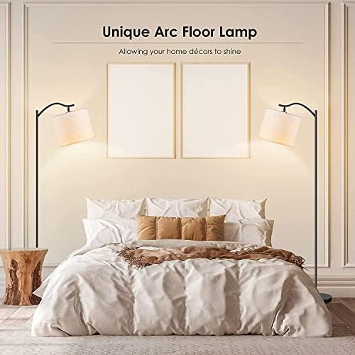 BoostArea Floor Lamp for Living Room,LED Arched Floor Lamps,Modern Standing Lamp with Beige Linen Shade,Footswitch,Mid Century Floor Lamp for Bedrooms,Study Room,Office(Bulb Not Incl) - Image 6