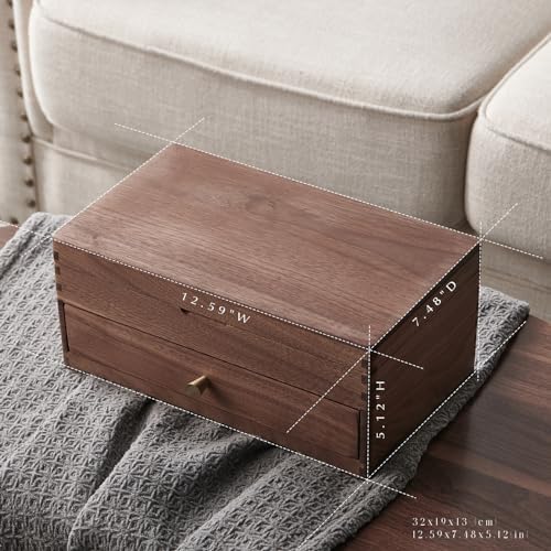 Beexchange Black Walnut Wooden Jewelry Box - Allwood, Handcrafted, Classic Jewelry Box. Jewelry boxes & organizers for Women, Men, and Girls (Double-Layer) - Image 2