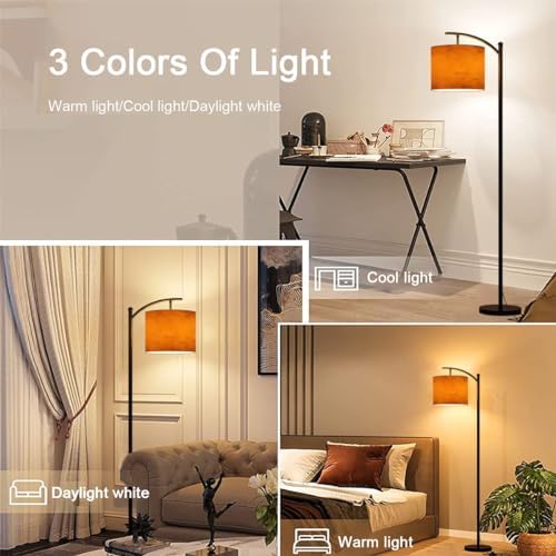 Arc Floor Lamp Orange autumn old watercolor texture painted marbled vintage grunge Modern Tall Standing Lamp Dimmable with Remote Adjustable Drum Shade Footswitch for Living Room Bedroom Office - Image 6