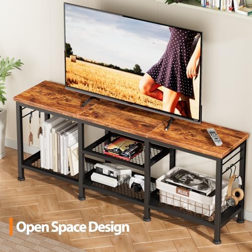Furologee TV Stand for TVs up to 55 Inch, Entertainment Center with Open Storage Shelves, Media Console Table with Soundbar Shelf for Living Room, Bedroom, Rustic Brown - Image 3