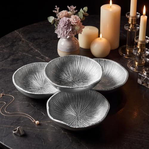 2 Pack Cluster of 4 Serving Trays Silver Small Resin Cluster Bowl - Image 3