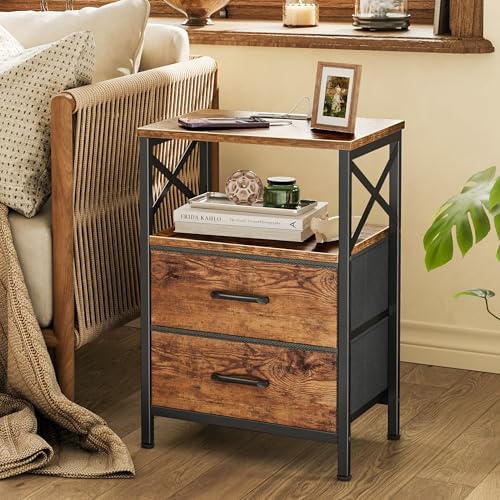 Huuger Nightstand Set of 2 with Charging Station, USB-C Port, End Tables - Image 6