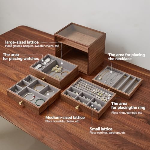 Black Walnut Jewelry Organizer, 4 Layer - Image 2