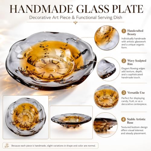 Hand Blown Glass Bowl Decorative Dish Fruit Bowl Home Decor - Image 5