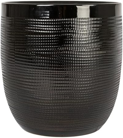 Creative Co-Op Embossed Textured Stoneware Planter, Matte Black - Image 4
