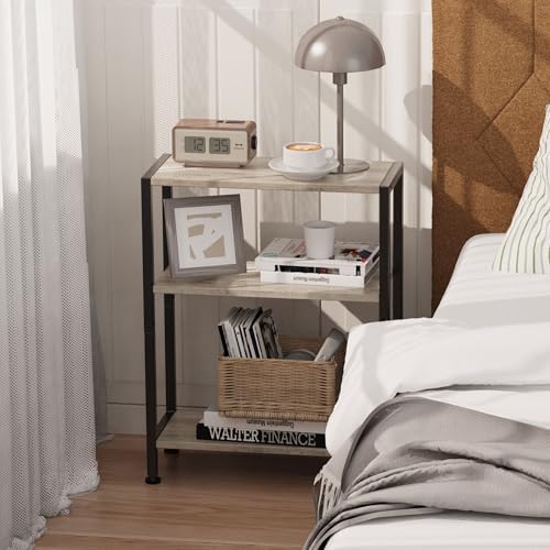 3-Tier Side Table, Small EndTable, Sofa SideTable for Narrow Spaces, Slim EndTable, NightstandTable, Skinny Bedside Table, for Living Room, Bedroom, Office, Greige - Image 5