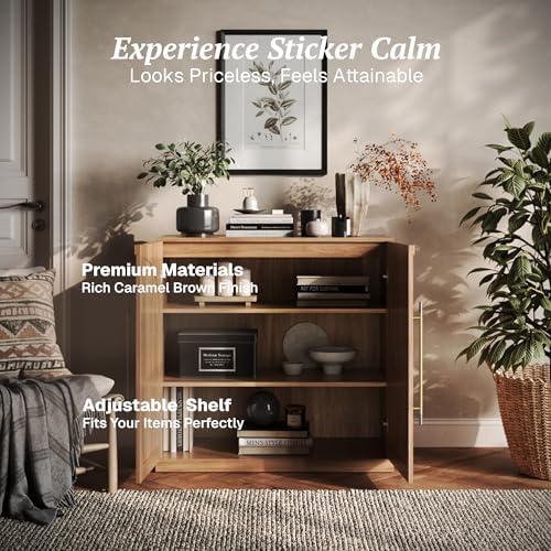 BELLEZE Jagger Sideboard Buffet Cabinet - Camel - Image 4