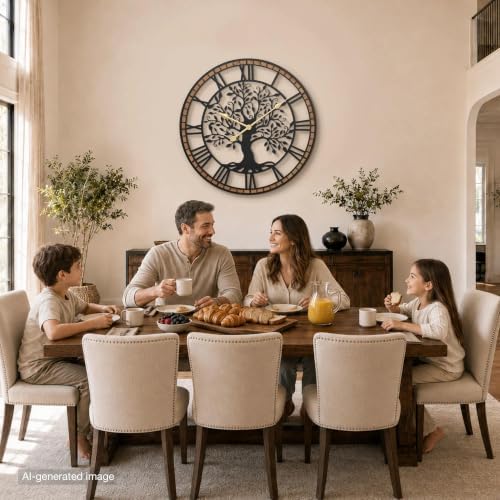 Micasso Large Wall Clock Decorative: 35 Inch Tree of Life Battery Operated - Image 4
