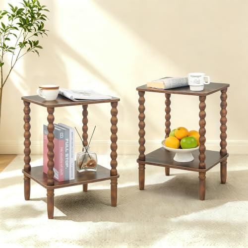 Fultyle Side Table Set of 2, Small End Table with 2-Tier Shelf, Night Stand by Fultyle