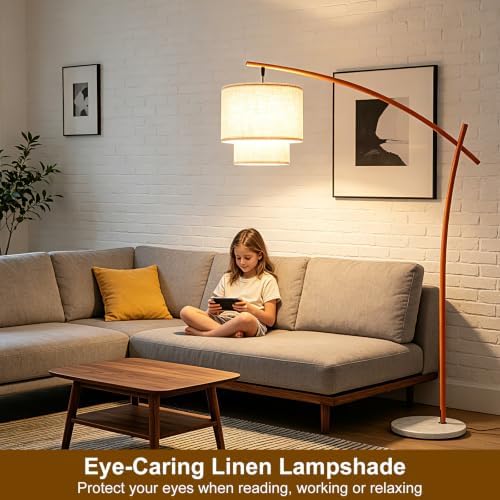 Lightdot Orange Arc Floor Lamp, 3000K Dimmable Standing Hanging Over Lamp - Image 3