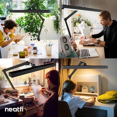 Neatfi 3,000 Lumens Ultra LED Desk Lamp with Clamp, 30W Dimmable Monitor Light, 5 Brightness Levels & 5 Light Modes (Black, 28 Inches with Metal Arm) - Image 6