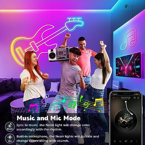 AILBTON 200Ft Neon Rope Lights,Flexible Led Rope Lights Control with App/Remote,Multiple Modes Music Sync Gaming RGB Led Neon Lights for Bedroom Outdoor - Image 3