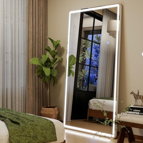 GLSLAND Full Length Mirror with Lights, 71"x30" Dimmable Floor Mirror – 3-Color Lighting, Standing or Wall-Mounted LED Body Mirror for Bedroom & Cloakroom - Image 2