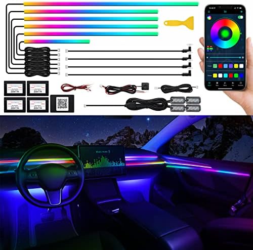 Dreamcolor Acrylic Interior Car LED Strip Light with Wireless APP, RGB 14 in 1 with 175 inches 593 LEDs Fiber Optic Ambient Lighting Kits, 16 Million Colors Sound Active Function Car Neon Lights by MAODANER