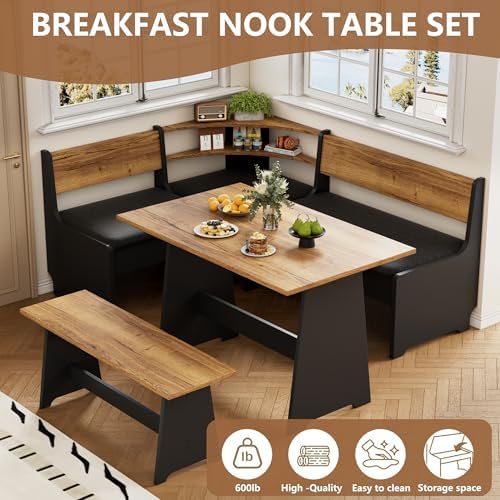 PAKASEPT Corner Breakfast Nook Table Set Kitchen Bench with Soft Cushion - Image 6