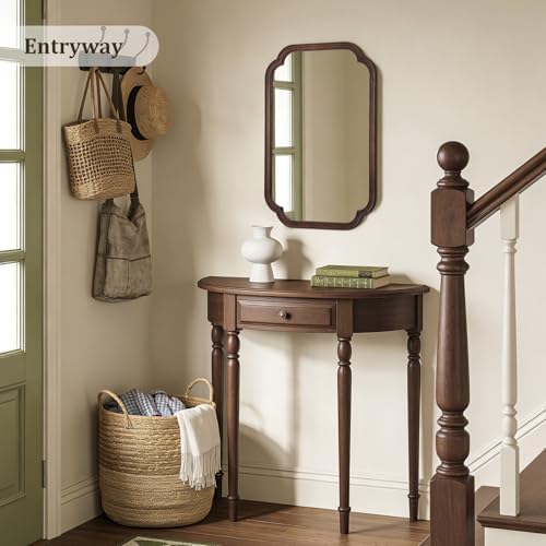 WallBeyond 20" x 30" Rounded Corner Arch Wall Mirror with Wood Frame for Entryway, Living Room or Bedroom Home Decor - Light Woodgrain [20" x 30" Walnut] - Image 4