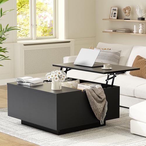 FABATO 31.5'' Lift Top Coffee Table Wood Center Table with Storage, Black by FABATO