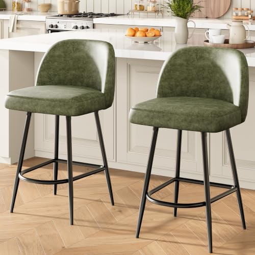 Garvee 26'' Bar Stools Set of 2, Counter Stools with Back & Thick Cushion by Garvee
